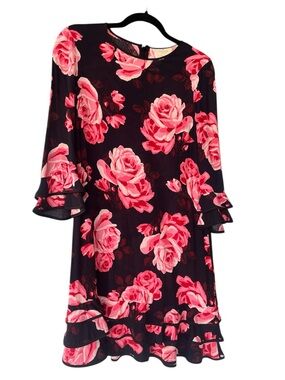 kate spade Black Dress with Pink Rose Print